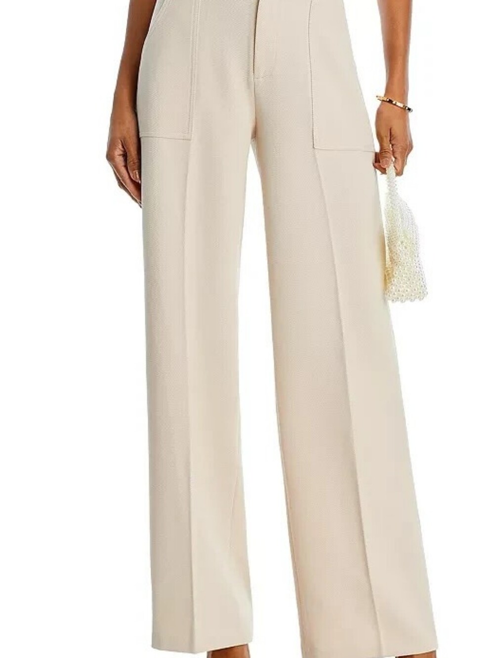 Aqua Wide-Leg High-Waist Beige Trousers